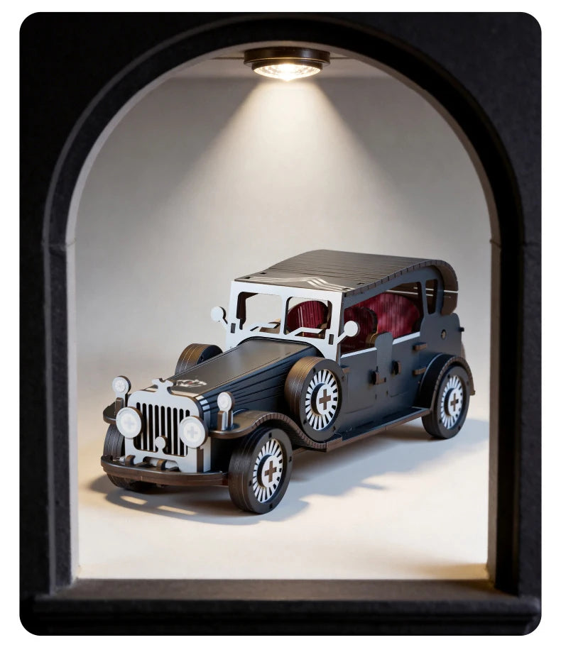 DIY 3D Wooden Vintage Classic Car Miniature Model Kits Assembly Jigsaw Puzzles for Friends Birthday Gifts