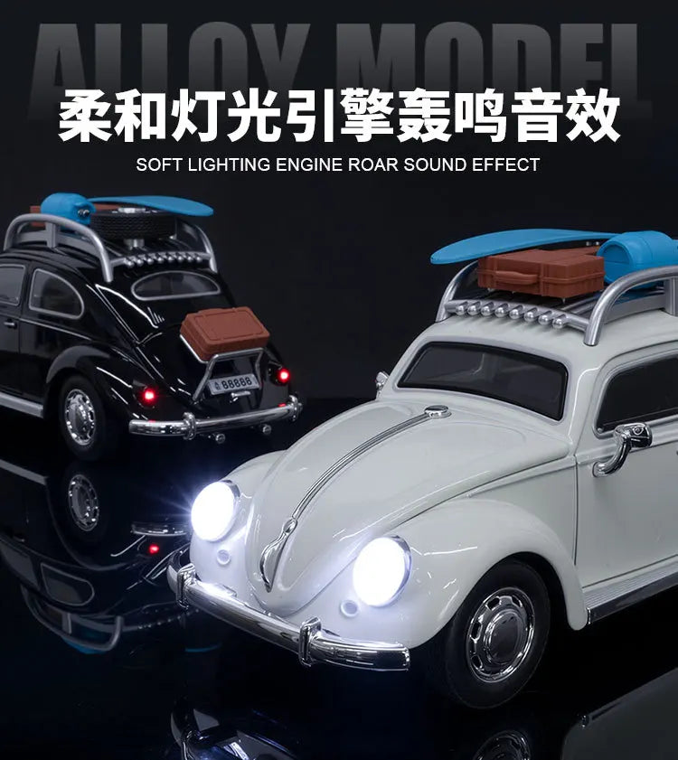 1:24 Beetle Travel Version Compact Sedan Alloy Metal Diecast Model Car Toy Car Classic Retro Cars Holiday
