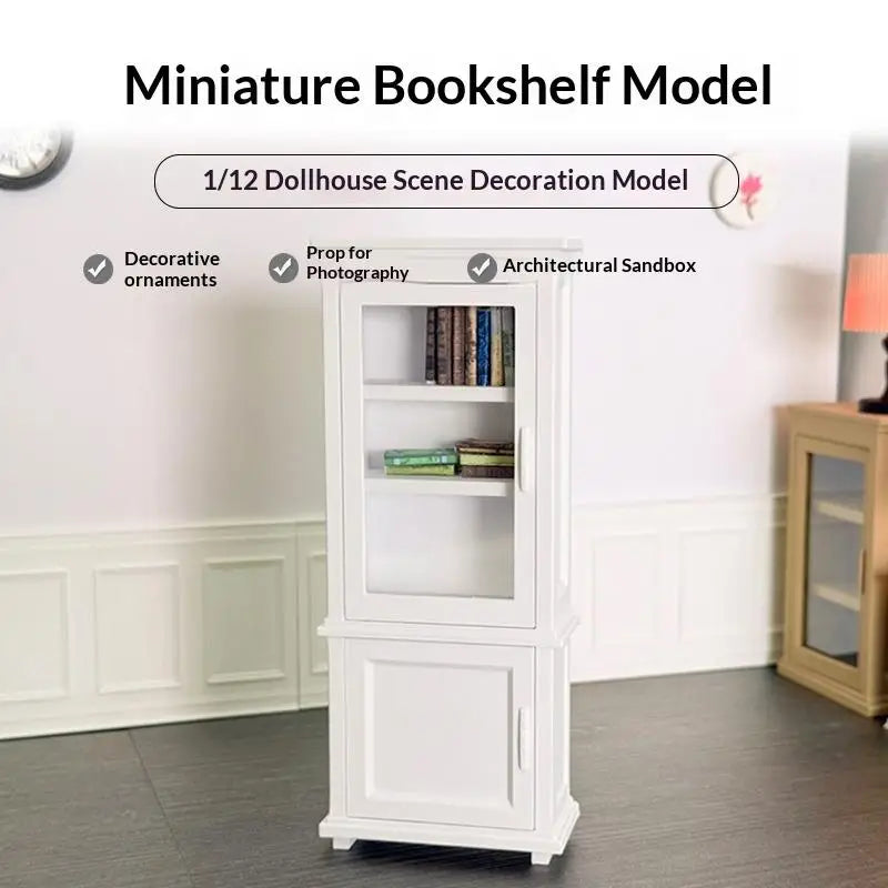 Miniature Bookshelf Ornament Micro Scene Storage Racks 1/12 Dollhouse Display Cabinet Model Furniture Decor Accessories Gift