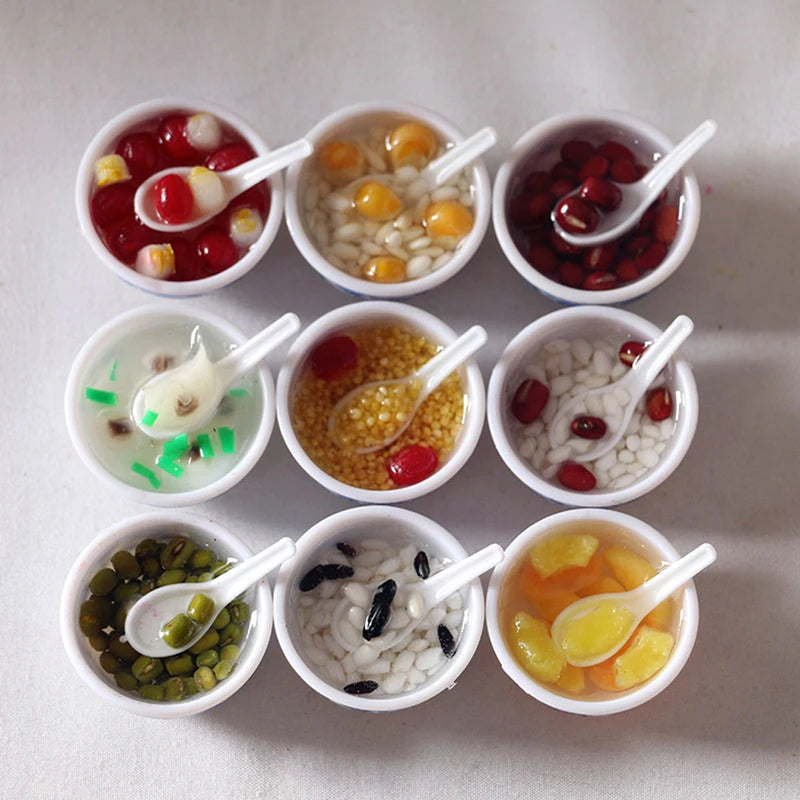(.) 1Pcs Random Colour 1:6 Mini Dollhouse Bowl Desserts Food For Doll Kitchen Decor Accessories Toys