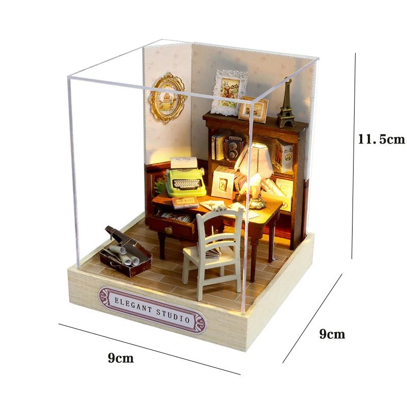 Mini Doll House DIY 3D Puzzle Assembly Building Model Toys Home Bedroom Decoration With Furniture Wooden Craft Gifts DollHouses