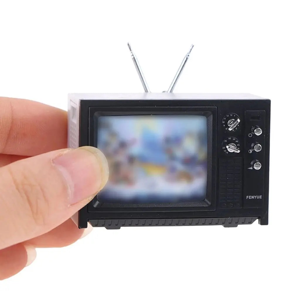 Television Ornaments Miniature Simulation Furniture 1:12 DollHouse Mini Retro Portable TV Toy For BJD Doll Room Decoration