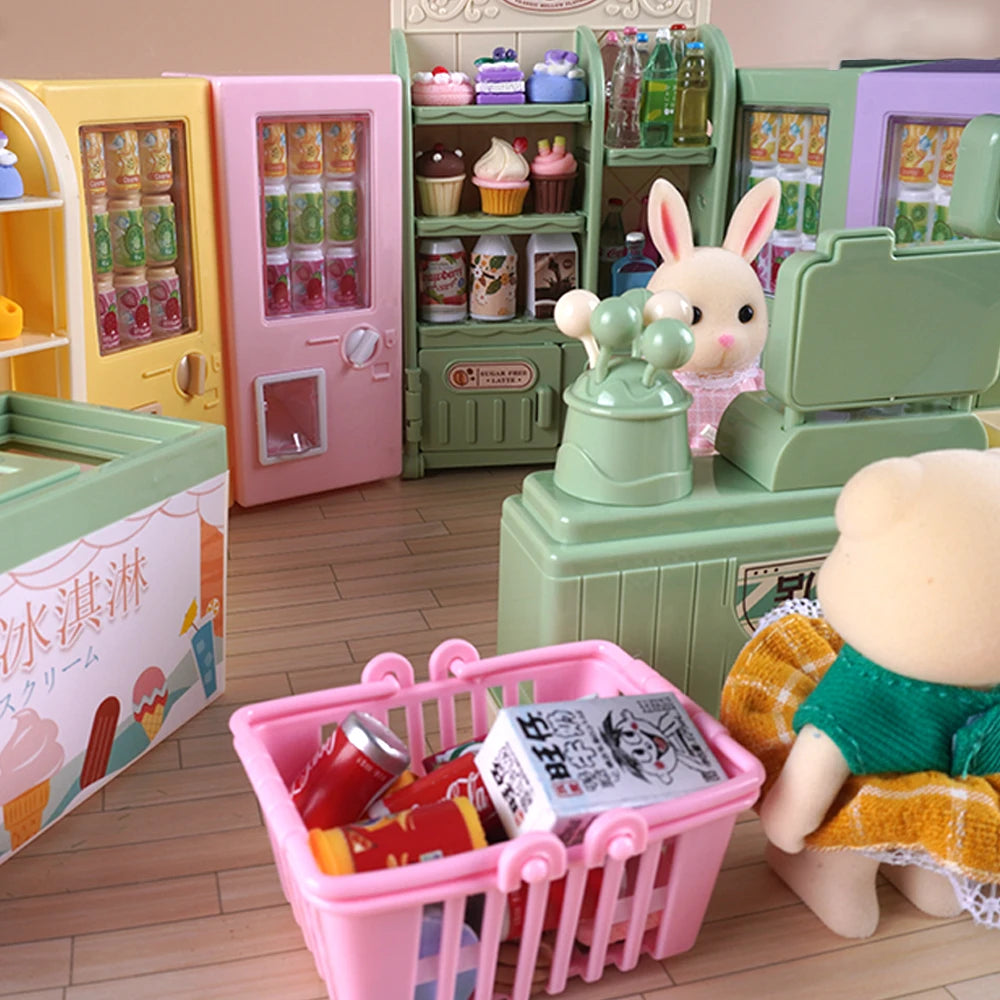 1/12 Mini Beverage Machine Supermarket Can Drink Vending Machine Play House Model Scene Kitchen Toy Dollhouse Furniture Model