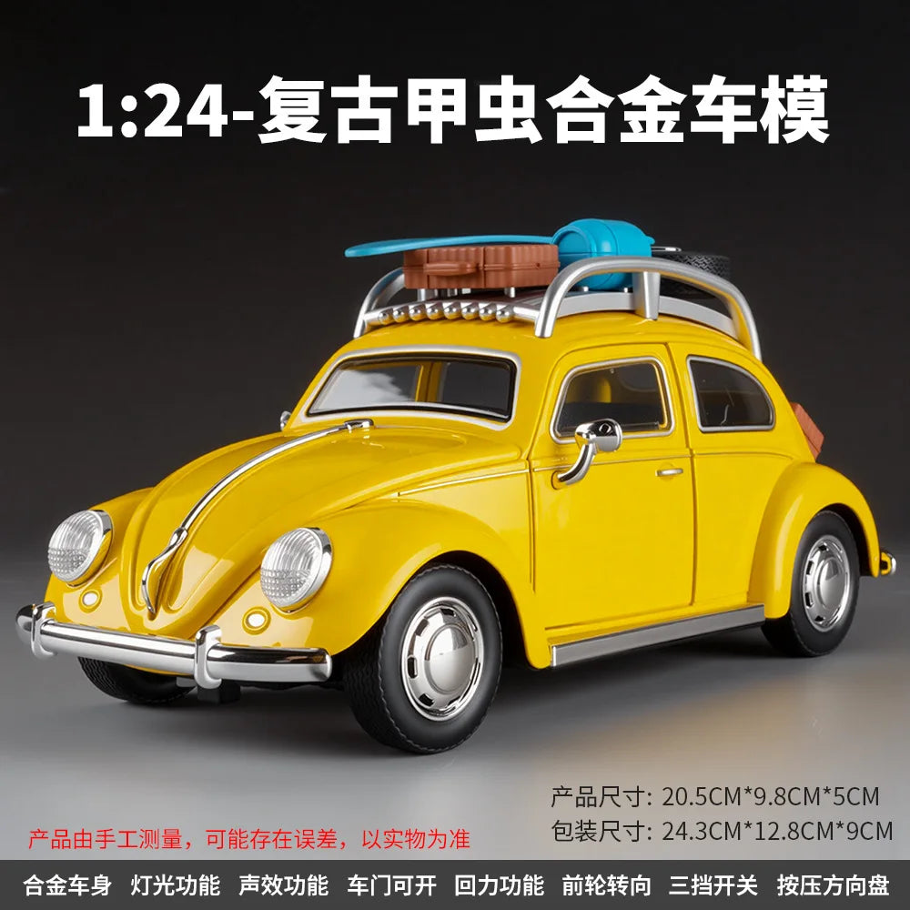 1:24 Beetle Travel Version Compact Sedan Alloy Metal Diecast Model Car Toy Car Classic Retro Cars Holiday