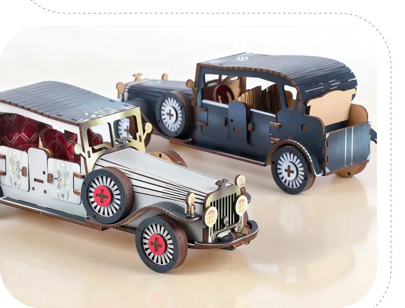 DIY 3D Wooden Vintage Classic Car Miniature Model Kits Assembly Jigsaw Puzzles for Friends Birthday Gifts