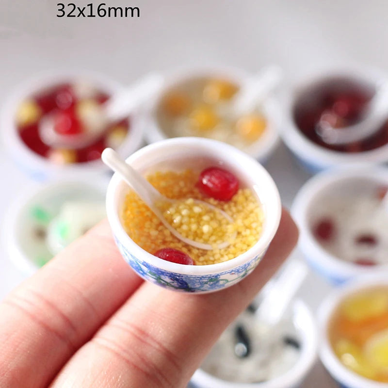 (.) 1Pcs Random Colour 1:6 Mini Dollhouse Bowl Desserts Food For Doll Kitchen Decor Accessories Toys