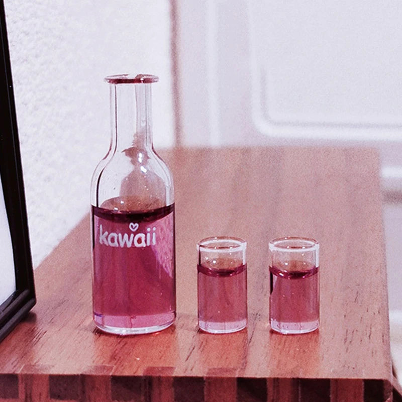 1Set 1/12 Dollhouse Mini Fruit Vegetable Drink Bottle Model Doll Home Miniature Kitchen Scene Decoration Pretend Play Toys