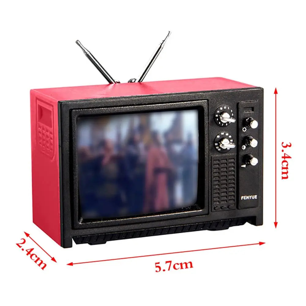 Television Ornaments Miniature Simulation Furniture 1:12 DollHouse Mini Retro Portable TV Toy For BJD Doll Room Decoration