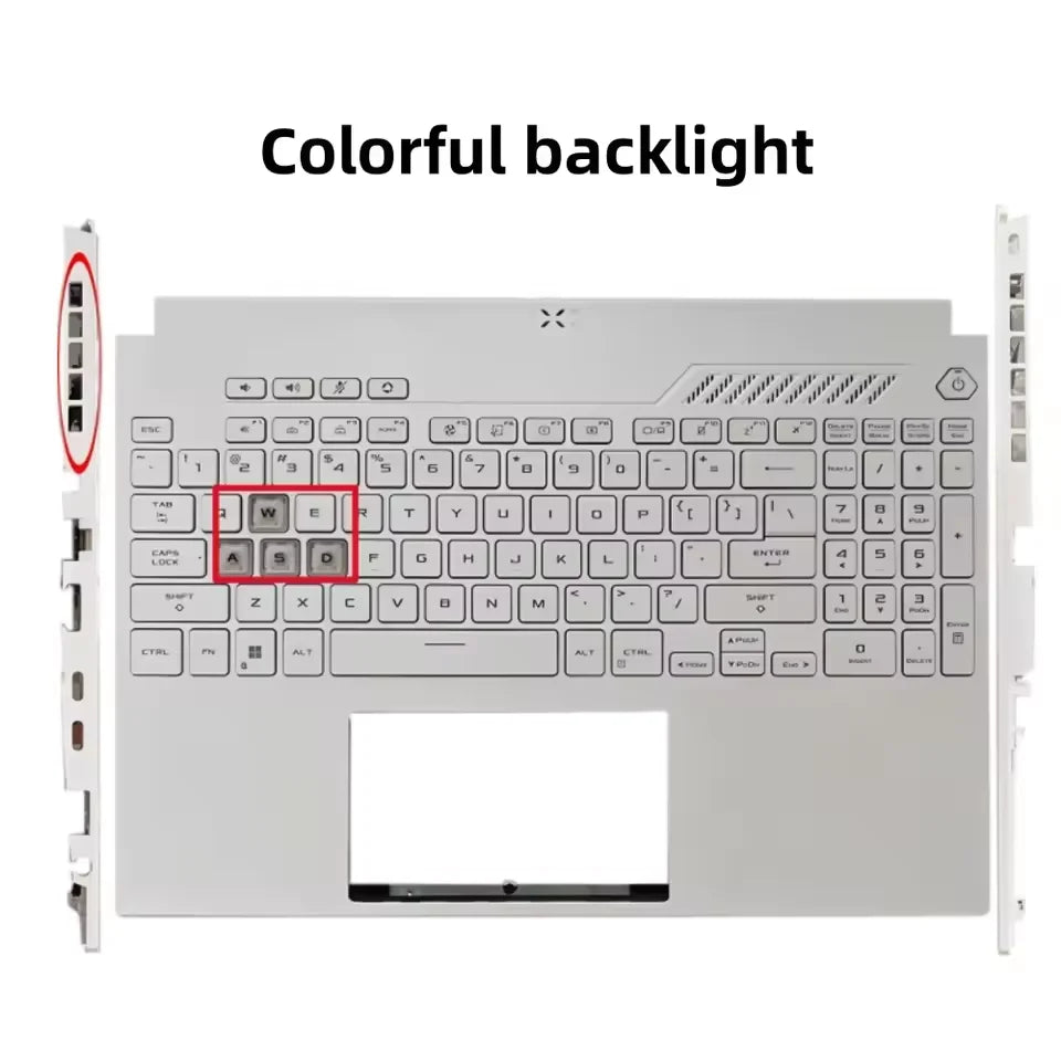 New Keyboard For TUF Gaming FX507 FA507 FX517 A15 F15 Palmrest Upper Top Case with US Backlit Keyboard Black White (2022 Year)