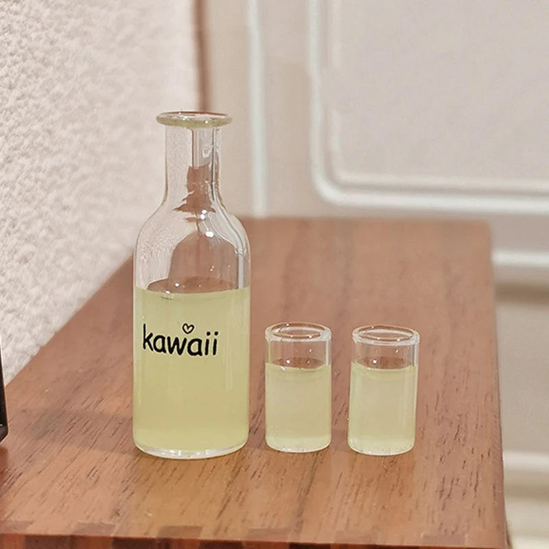 1Set 1/12 Dollhouse Mini Fruit Vegetable Drink Bottle Model Doll Home Miniature Kitchen Scene Decoration Pretend Play Toys