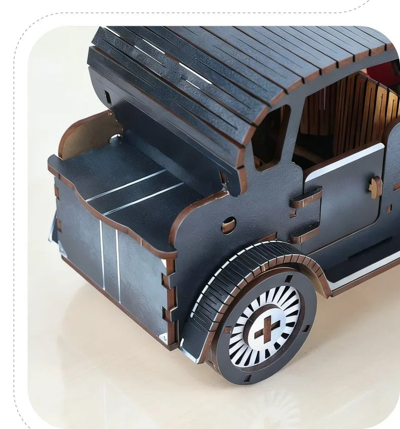 DIY 3D Wooden Vintage Classic Car Miniature Model Kits Assembly Jigsaw Puzzles for Friends Birthday Gifts