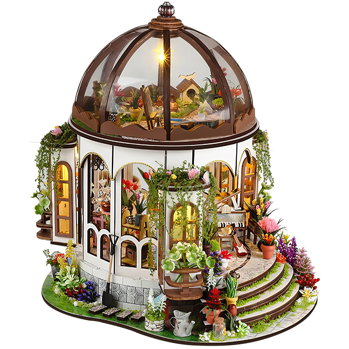DIY Miniature Dollhouse Kit 1:24 Scale 3D Puzzle Assembly Building Toys w LED Light and Furniture Handmade Furniture DollHouses