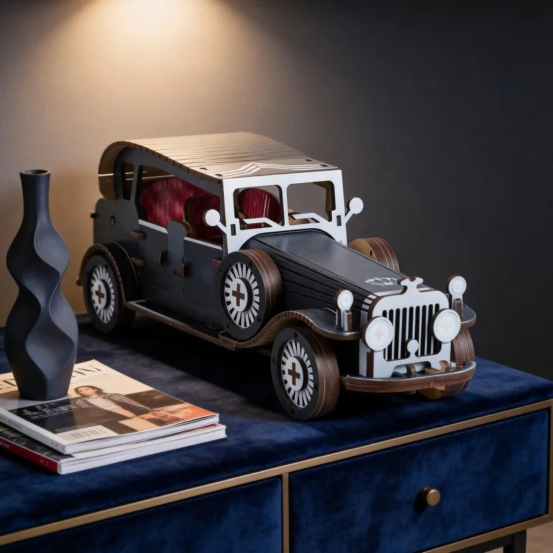 DIY 3D Wooden Vintage Classic Car Miniature Model Kits Assembly Jigsaw Puzzles for Friends Birthday Gifts
