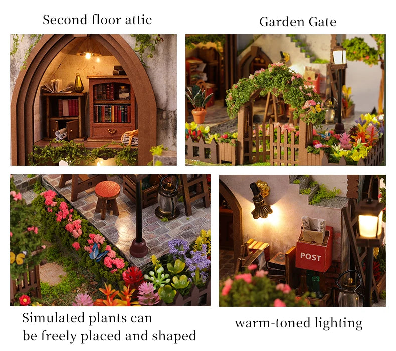 Miniature Dollhouse Kit, DIY Mini House Making Kit with Furnitures and Light, Two Layers Loft Tiny House Kit