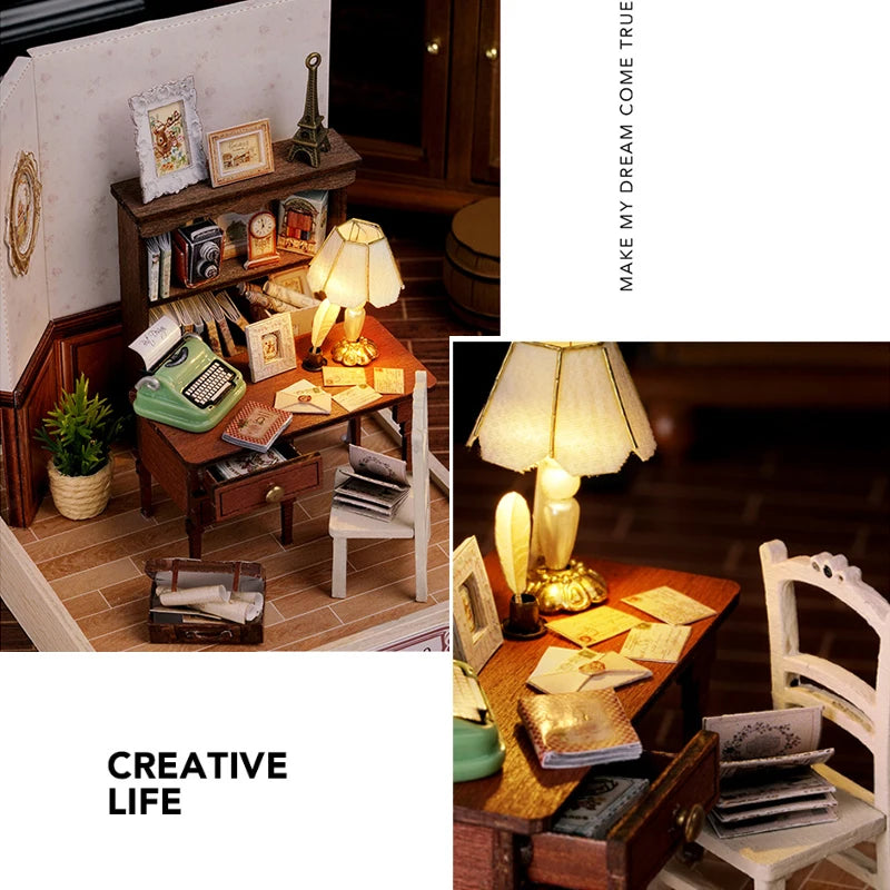Mini Doll House DIY 3D Puzzle Assembly Building Model Toys Home Bedroom Decoration With Furniture Wooden Craft Gifts DollHouses
