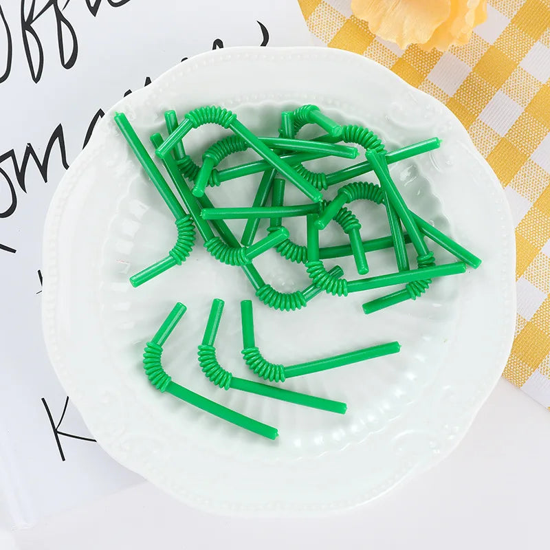 Doll House Miniature Bent Drink Straw Simulation Model Toys For Mini Drink Beverage Cup Decoration Accessories 20pc/lot