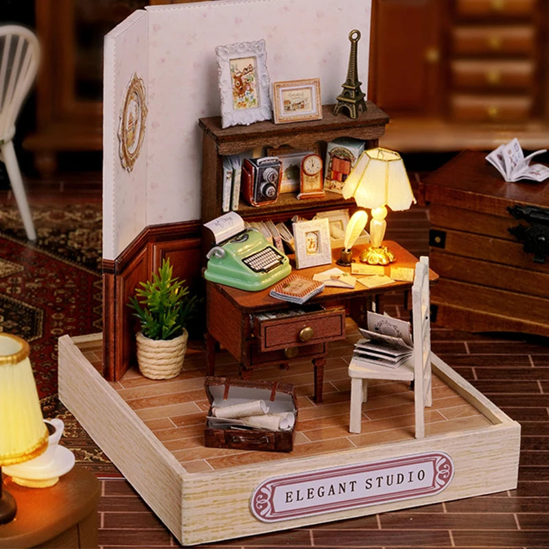 Mini Doll House DIY 3D Puzzle Assembly Building Model Toys Home Bedroom Decoration With Furniture Wooden Craft Gifts DollHouses