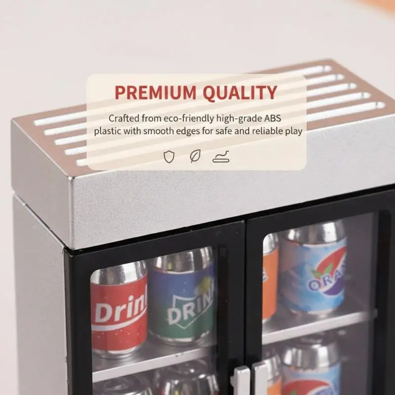 Dollhouse Accessories Mini Beverage Refrigerator Kit Pretend Play Realistic Toy for Kids Furniture