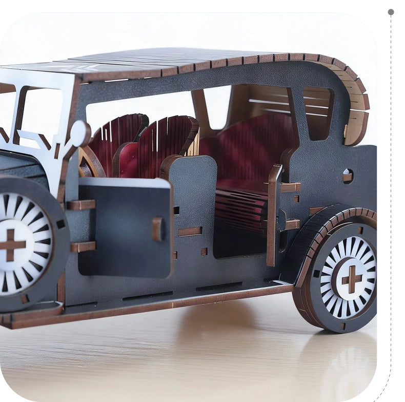 DIY 3D Wooden Vintage Classic Car Miniature Model Kits Assembly Jigsaw Puzzles for Friends Birthday Gifts