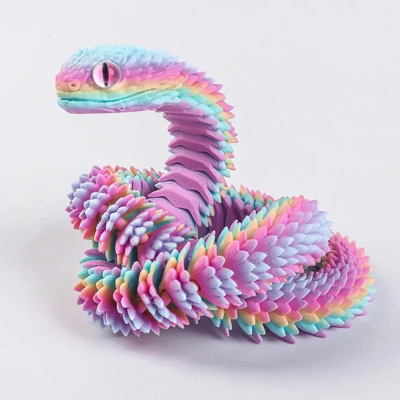 3D Printed Snake Movable Joint Fidget Toy Figurine Simulation Snake Office Desktop Ornament Christmas Gifts Crafts Miniatures
