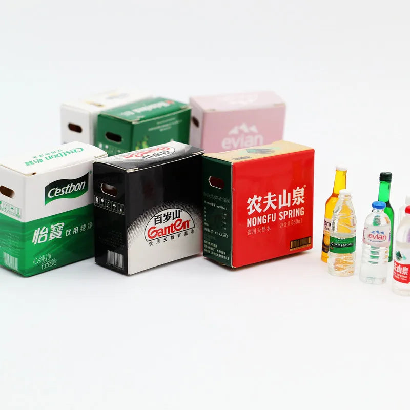 Mini Box Dollhouse Simulation Mineral Water Miniature Items Beer Set Drink OB11 Dolls House Accessories Supermarket Store Toys