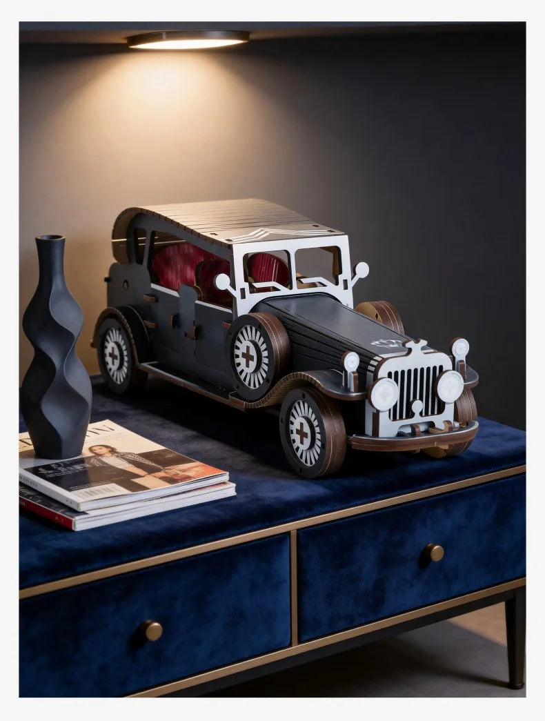DIY 3D Wooden Vintage Classic Car Miniature Model Kits Assembly Jigsaw Puzzles for Friends Birthday Gifts