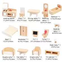 Simulated room wooden children's toys, pretend play mini furniture, hands