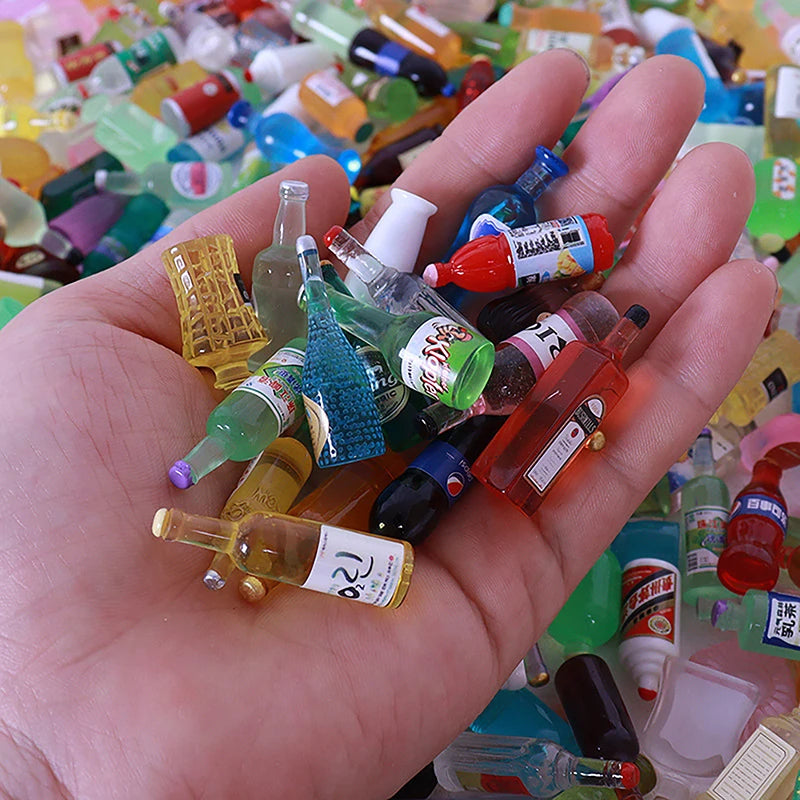 10Pcs Dollhouse Mini Simulation Wine Drinks Bottle Dollhouse Kitchen Decoration Accessories Pretend Play Toy For Kids Gifts toy