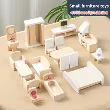 Simulated room wooden children's toys, pretend play mini furniture, hands