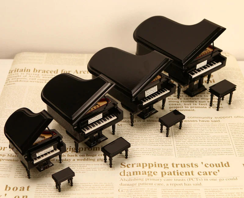 Handmade Wooden Musical Instruments Collection Decorative Ornaments Mini Piano Miniature Model Decoration Gifts