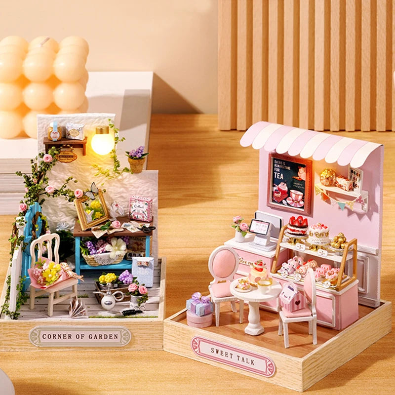 Mini Doll House DIY 3D Puzzle Assembly Building Model Toys Home Bedroom Decoration With Furniture Wooden Craft Gifts DollHouses