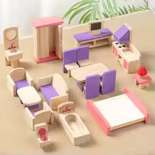 Simulated room wooden children's toys, pretend play mini furniture, hands