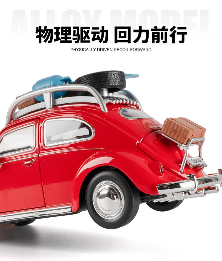 1:24 Beetle Travel Version Compact Sedan Alloy Metal Diecast Model Car Toy Car Classic Retro Cars Holiday