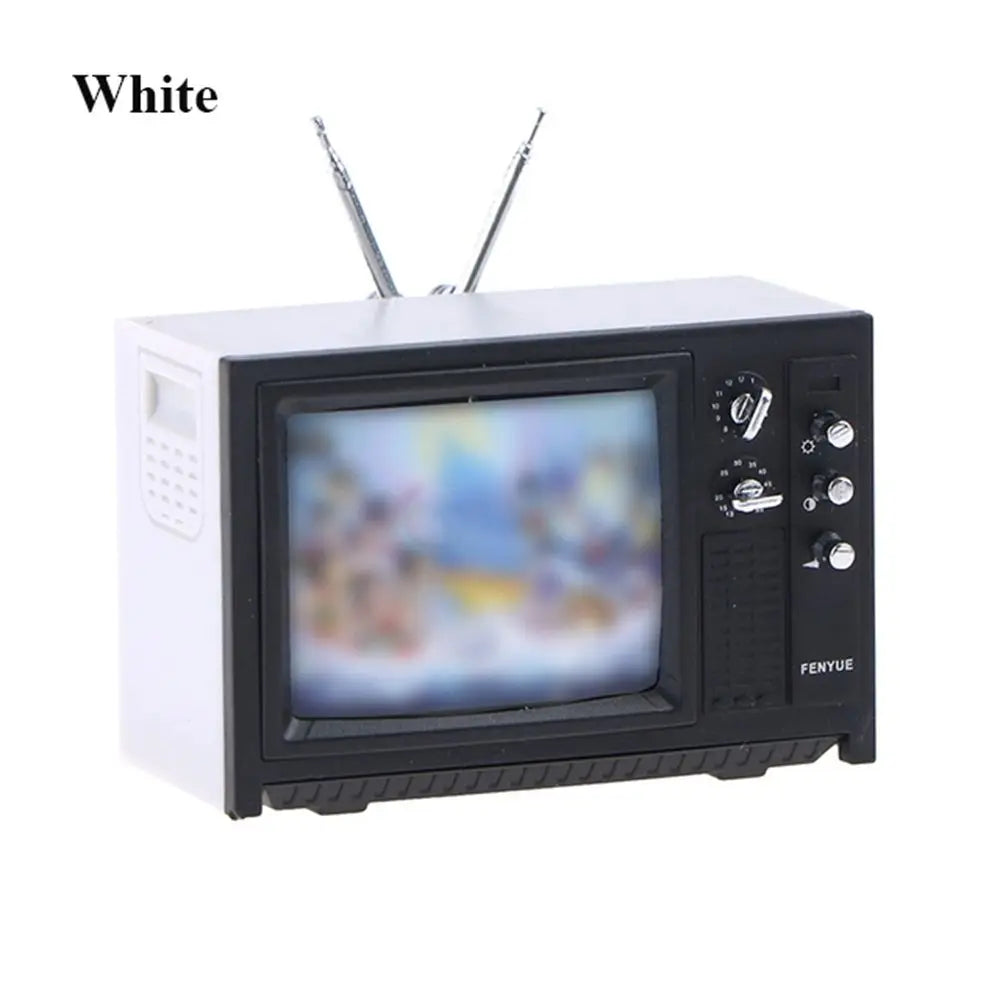 Television Ornaments Miniature Simulation Furniture 1:12 DollHouse Mini Retro Portable TV Toy For BJD Doll Room Decoration
