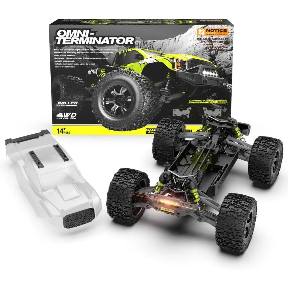 Mini 1:10 Carbon Fiber RC Car Roller Chassis for Adults 4X4 Off Road Truck with Central Differential All Terrain Monster