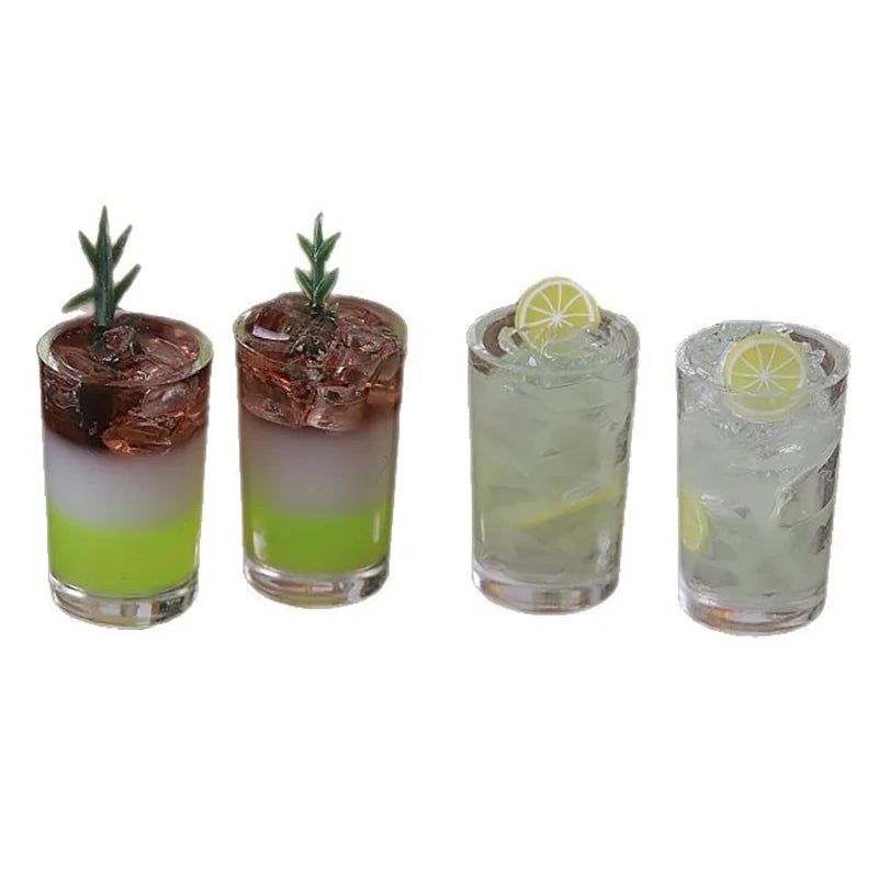 2 PCS/Bag Miniature Toy Ice Drinks Micro Landscape Ornaments Dollhouse Toys Accessories Doll House Kitchen Decoration Kids Gifts
