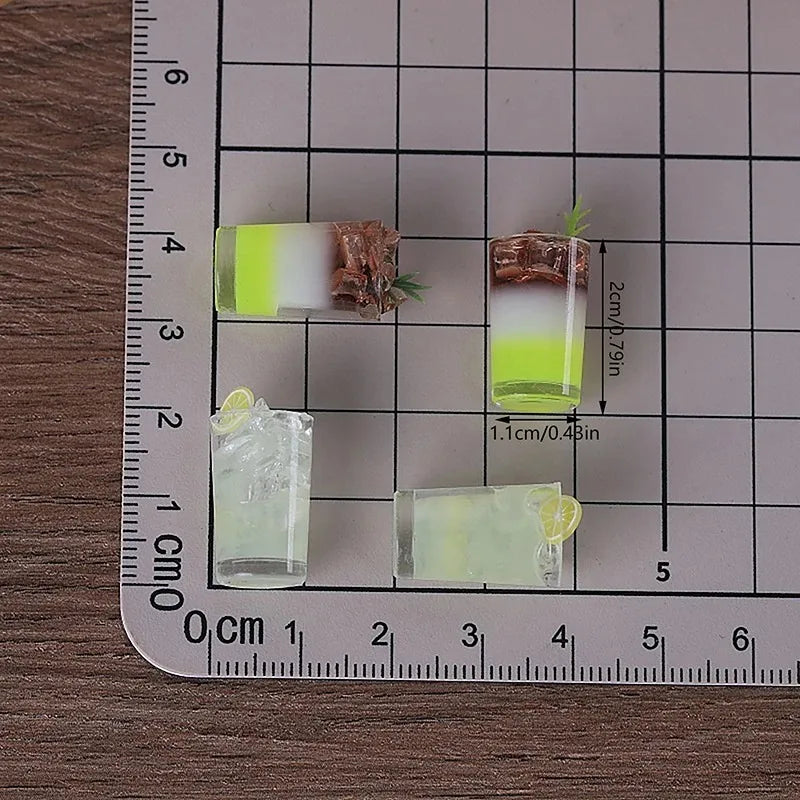 2 PCS/Bag Miniature Toy Ice Drinks Micro Landscape Ornaments Dollhouse Toys Accessories Doll House Kitchen Decoration Kids Gifts