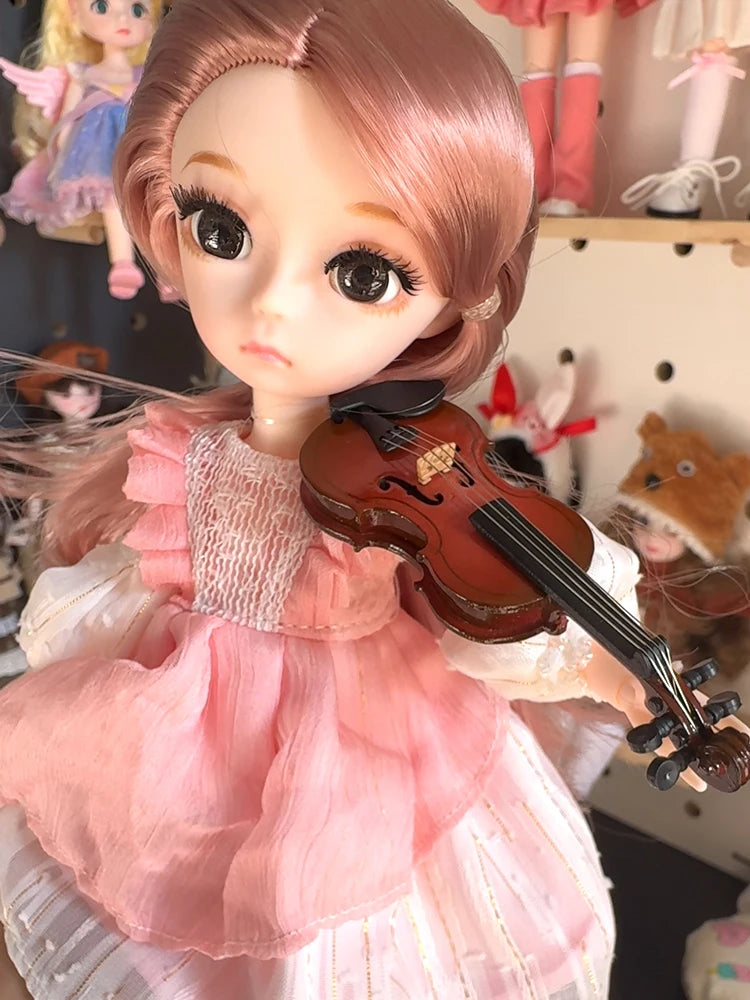 Doll Accessories Musical Instruments Violin Guitar 30cm 1/6 1/12 ob11 Mini 10cm Model Gift Electric Guitar Ukulele Instrument