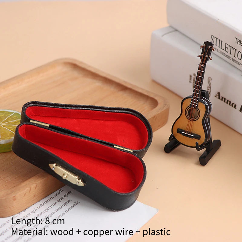 8cm Collection Decorative Ornaments Model Decoration Gifts With Support Miniature Musical Instruments Mini Violin Wooden