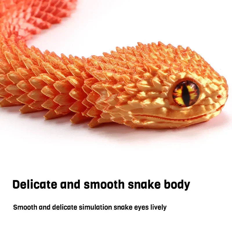 3D Printed Snake Movable Joint Fidget Toy Figurine Simulation Snake Office Desktop Ornament Christmas Gifts Crafts Miniatures