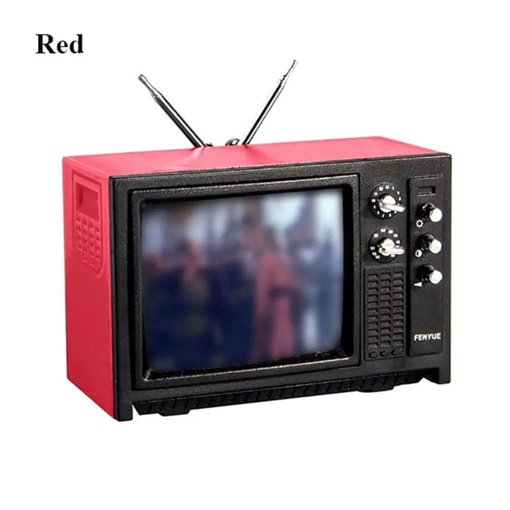 Television Ornaments Miniature Simulation Furniture 1:12 DollHouse Mini Retro Portable TV Toy For BJD Doll Room Decoration