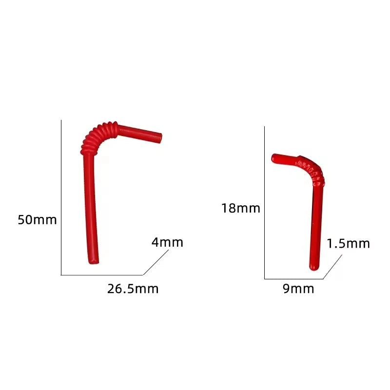 Doll House Miniature Bent Drink Straw Simulation Model Toys For Mini Drink Beverage Cup Decoration Accessories 20pc/lot