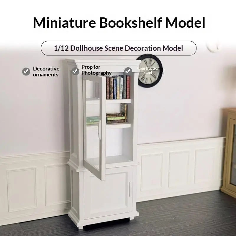 Miniature Bookshelf Ornament Micro Scene Storage Racks 1/12 Dollhouse Display Cabinet Model Furniture Decor Accessories Gift