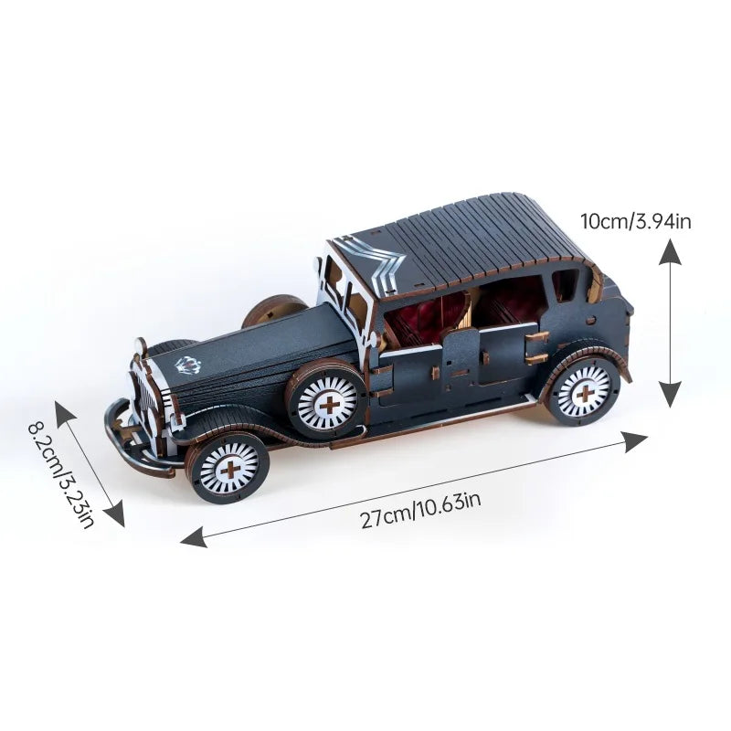 DIY 3D Wooden Vintage Classic Car Miniature Model Kits Assembly Jigsaw Puzzles for Friends Birthday Gifts