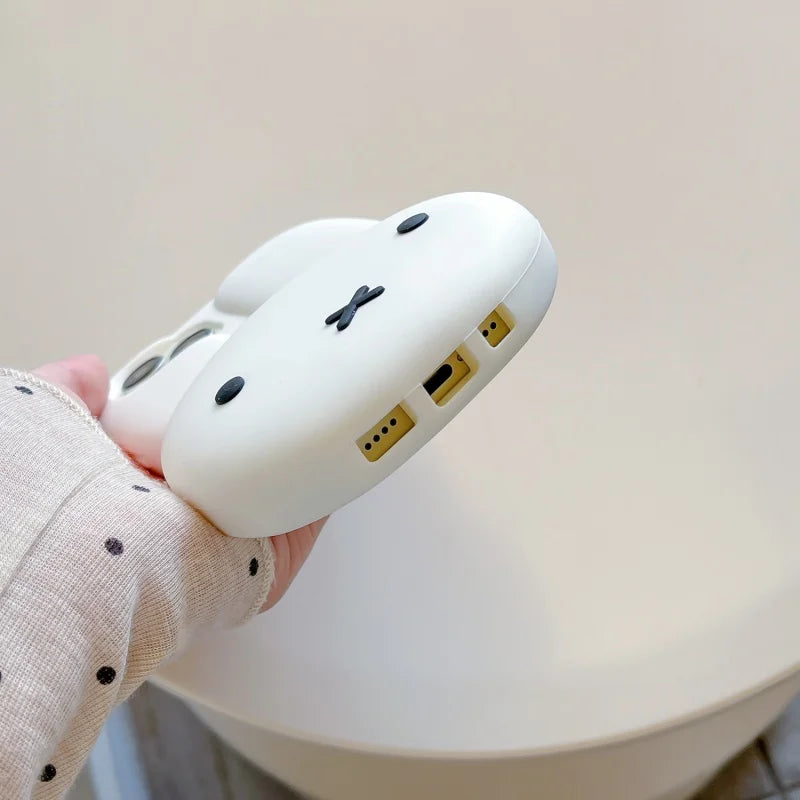 Funny Cartoon Cute long ear Miffy silicon Phone Case For iPhone 17 16 15 14 13 12 11 Pro Max Simple White Miffy Anti-drop Cover﻿