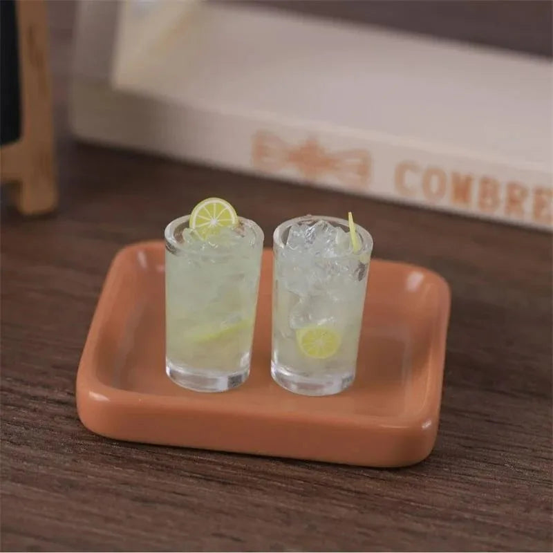 2 PCS/Bag Miniature Toy Ice Drinks Micro Landscape Ornaments Dollhouse Toys Accessories Doll House Kitchen Decoration Kids Gifts