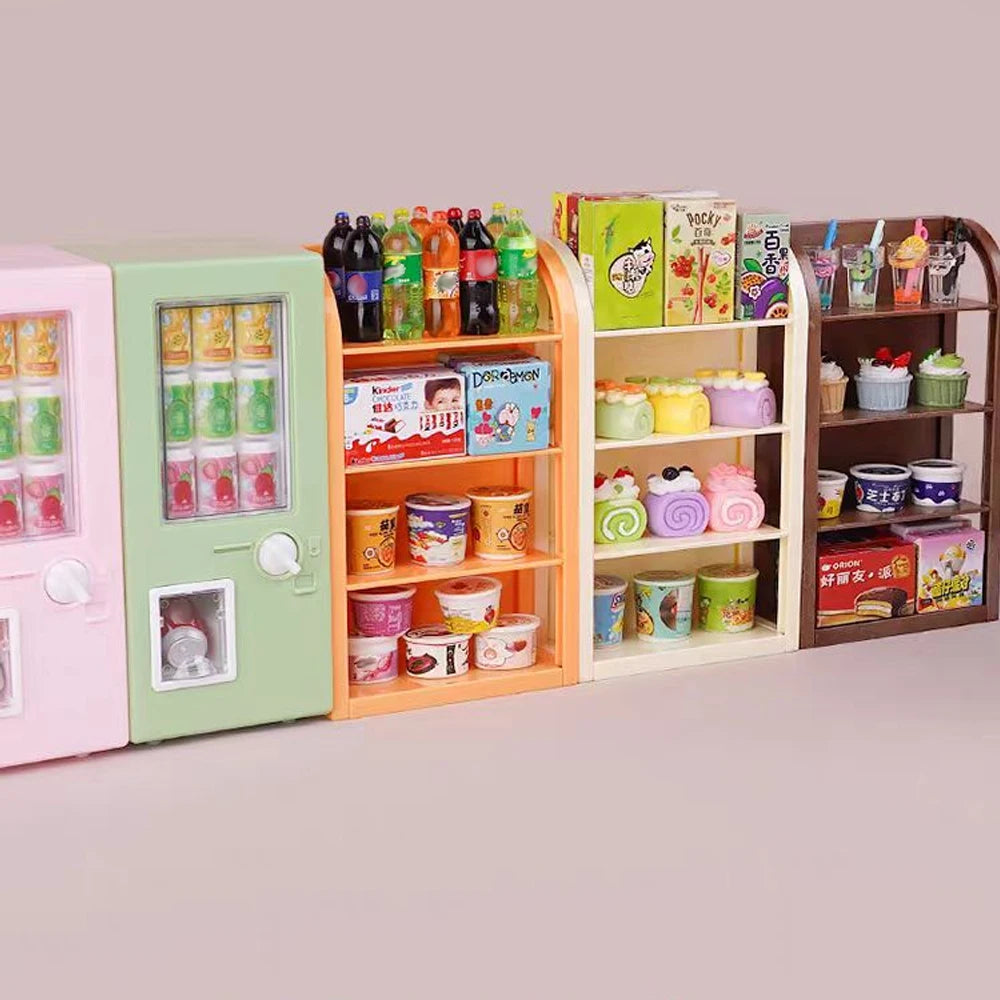 1/12 Mini Beverage Machine Supermarket Can Drink Vending Machine Play House Model Scene Kitchen Toy Dollhouse Furniture Model