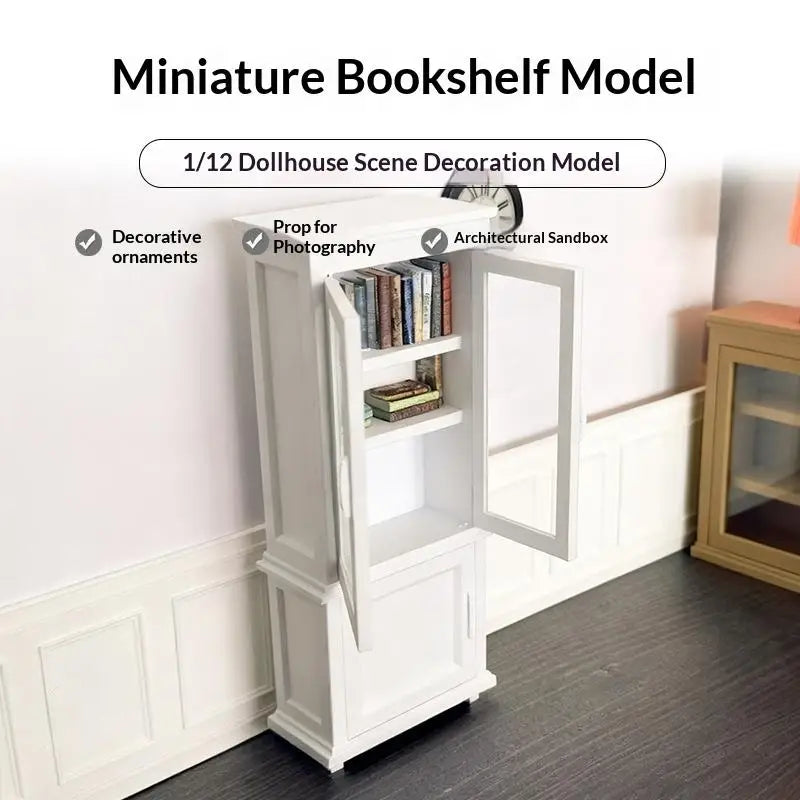 Miniature Bookshelf Ornament Micro Scene Storage Racks 1/12 Dollhouse Display Cabinet Model Furniture Decor Accessories Gift