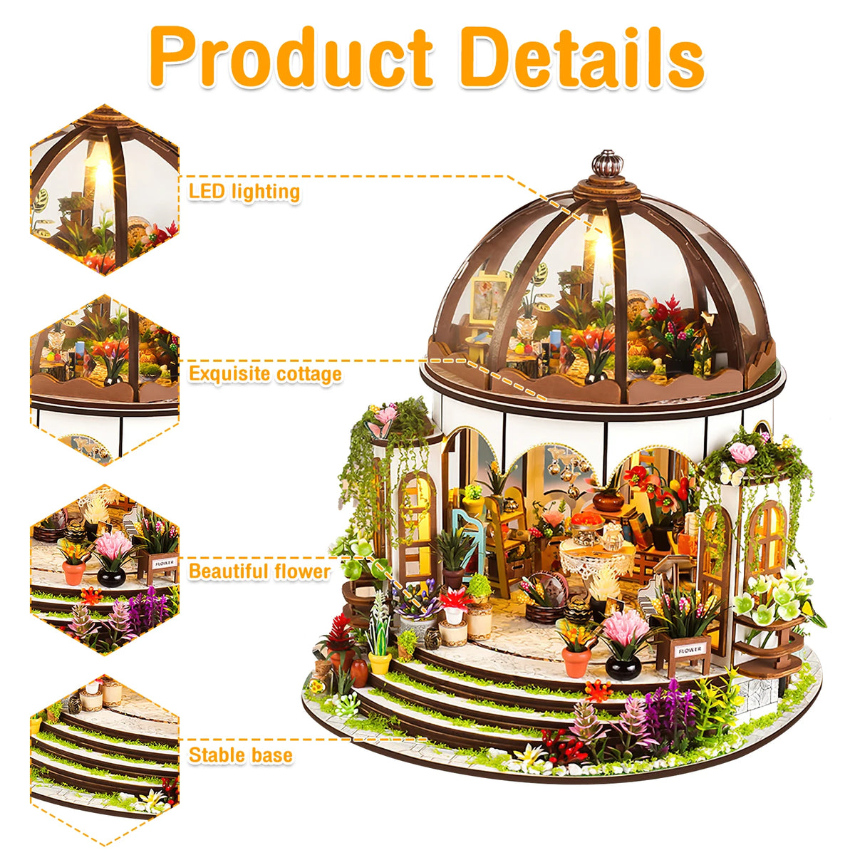 DIY Miniature Dollhouse Kit 1:24 Scale 3D Puzzle Assembly Building Toys w LED Light and Furniture Handmade Furniture DollHouses
