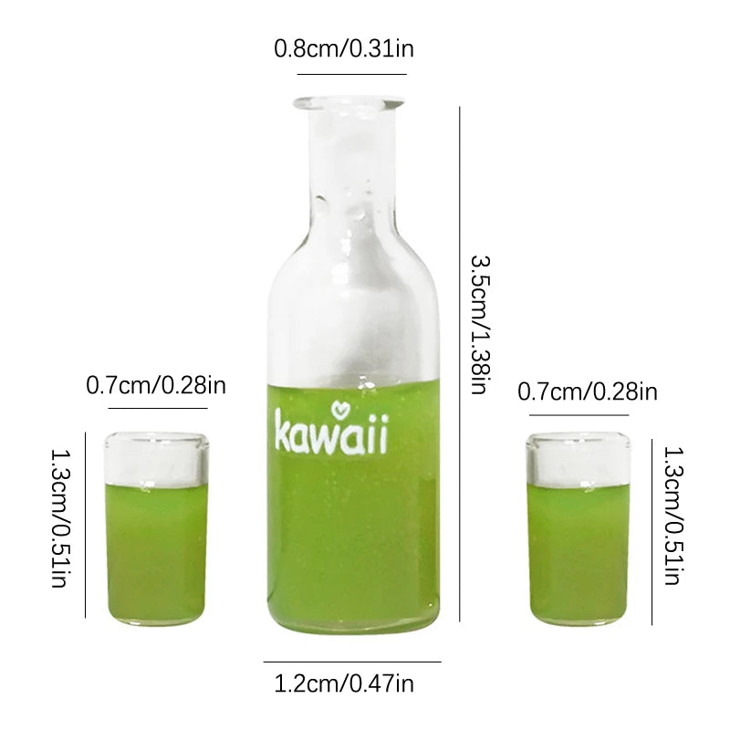 1Set 1/12 Dollhouse Mini Fruit Vegetable Drink Bottle Model Doll Home Miniature Kitchen Scene Decoration Pretend Play Toys